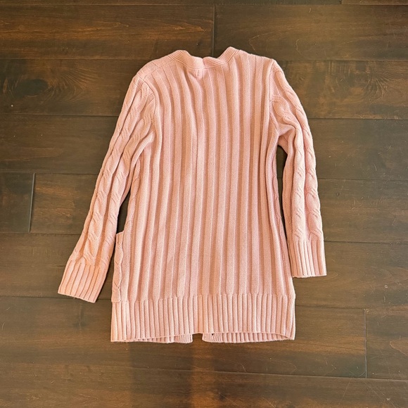 Elegant Blush Cable Knit Cardigan - Picture 2 of 3